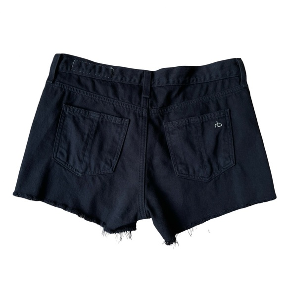 RAG & BONE Black Denim Mini Shorts Grunge Festival Raw Hem - Size 25 - Picture 5 of 13